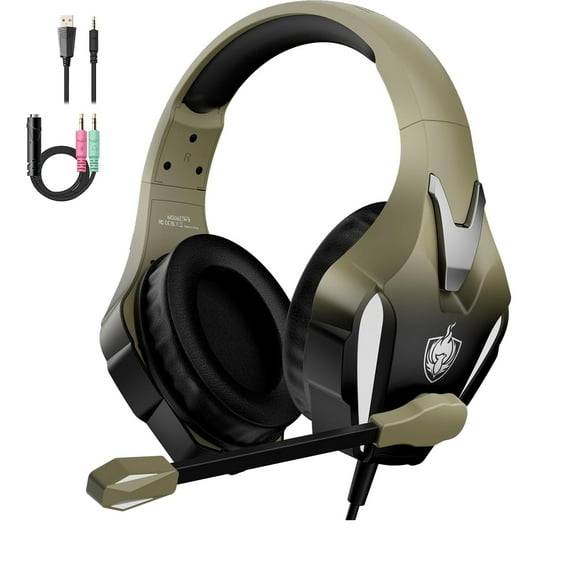 Gaming Headset for PS5/PS4/Xbox/PC/Nintendo, Noise Canceling Mic, Stereo Sound & LED Lights, Best Christmas Gift for Kids & Adults