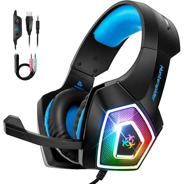 Gaming Headset with Mic LED Light On Ear Gaming Headphone PS4,3.5mm