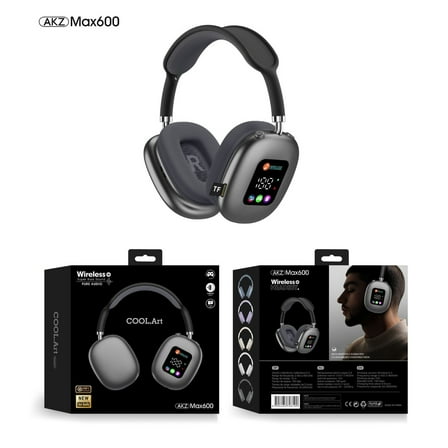 Gaming Headset with Microphone TF,LED large screen displays Design, Wireless Bluetooth 5.4 Headphones Active Noise-Cancelling 30H Play Soft Earmuffs