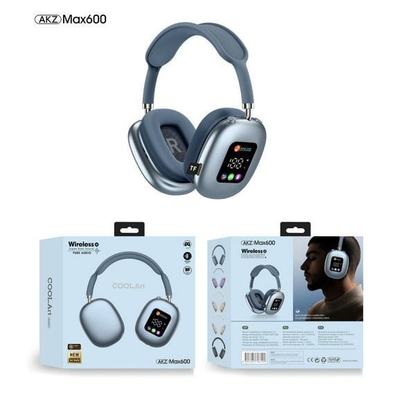Gaming Headset with Microphone TF,LED large screen displays Design, Wireless Bluetooth 5.4 Headphones Active Noise-Cancelling 30H Play Soft Earmuffs