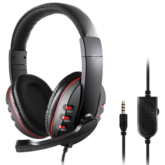 Gaming Headsets, 3.5mm Noise Isolating Over Ear Headphone with Mic and Volume Control Compatible with Laptop, PC, Xbox One Controller, Red