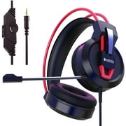 Gaming Headsets, Surround Stereo Gaming Headphones with Noise Cancelling Mic, LED Lights & Soft Memory Earmuffs for PS5/ PS4/ Xbox One/Nintendo Switch/PC Mac Computer Games- Red