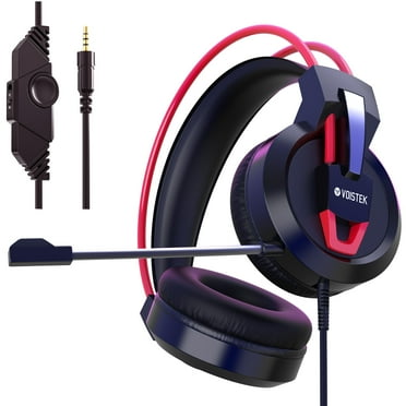 Gaming Headsets, Surround Stereo Gaming Headphones with Noise Cancelling Mic, LED Lights & Soft Memory Earmuffs for PS5/ PS4/ Xbox One/Nintendo Switch/PC Mac Computer Games- Red