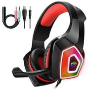 Gaming Headsets for PS4 PS5 Xbox One PC Headphone With LED Light, Surround Sound Mic,Soft Memory Earmuffs,3.5MM Wired