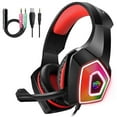 thumbnail image 1 of UHM Gaming Headset Wired for PS5 Xbox PC PS4 Switch/Over Ear Gaming Headphones With Surround Sound Mic,LED Light,Soft Memory Earmuffs,3.5MM for Xbox Red, 1 of 11