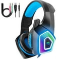thumbnail image 1 of UHM Gaming Headset Wired for PS5 Xbox PC PS4 Switch/Over Ear Gaming Headphones With Surround Sound Mic,LED Light,Soft Memory Earmuffs,3.5MM for Xbox Blue, 1 of 10