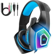 Gaming Headsets for PS4 PS5 Xbox One Switch PC with Noise Canceling Mic Deep Bass Surround Sound & LED Light,3.5mm Wired