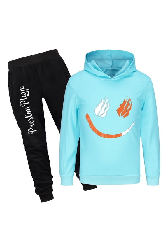 Gaming Hoodie Set for Boys Girls PrestonPlayz Flame Pullover and Joggers 2 Piece Kids Outfit for Play School or Gifts