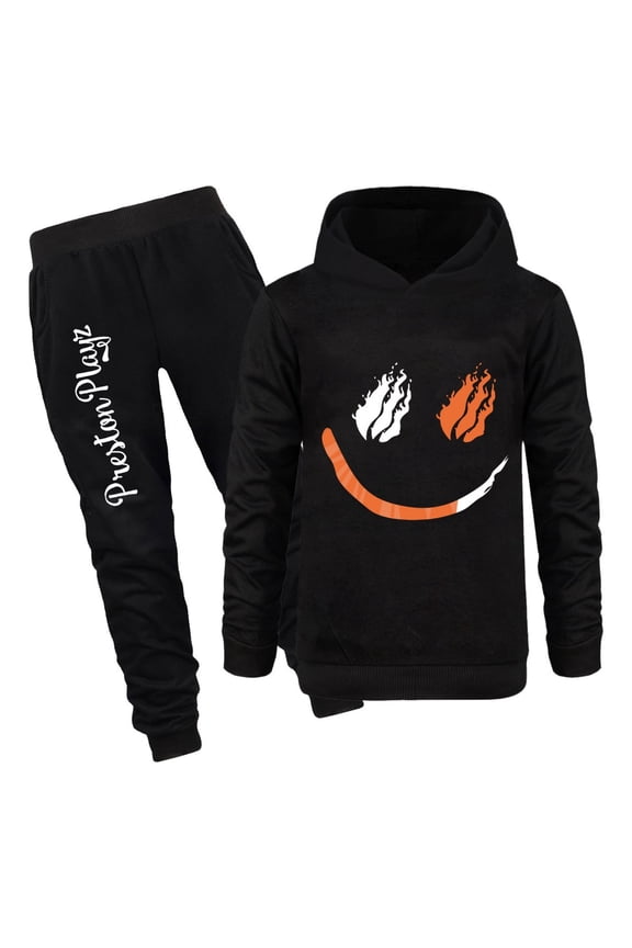 Gaming Hoodie Set for Boys Girls PrestonPlayz Flame Pullover and Joggers 2 Piece Kids Outfit for Play School or Gifts
