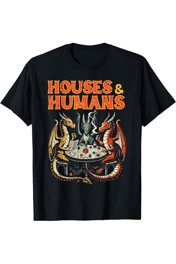 Gaming Houses Humans Funny Rpg Parody Gamer Men Boys Kids T-Shirt