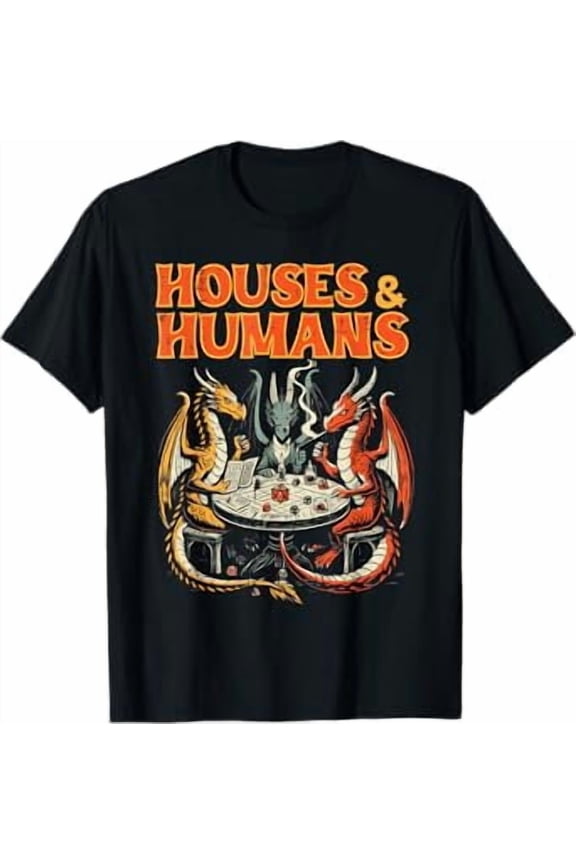 Gaming Houses Humans Funny Rpg Parody Gamer Men Boys Kids T-Shirt