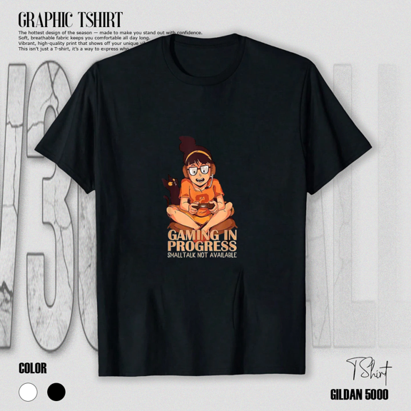 Gaming In Progress Funny Gamer Girl Gaming Player Humor Pastel Vector Unisex T-Shirt, up to size 5XL