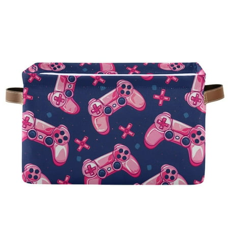 Gaming Joysticks and Button Storage Bins with Handle Fabric Organizer Basket Foldable Box 1 Pack 14.2x10.2x8.3