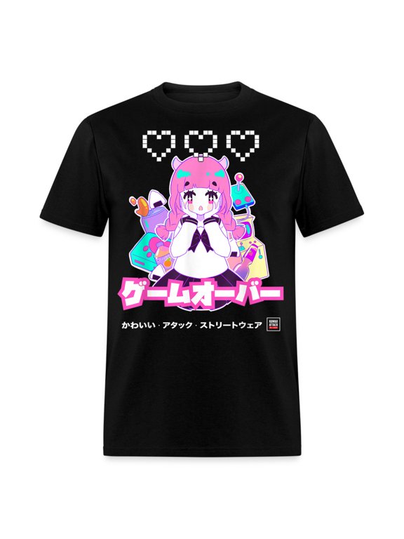 Gaming Kawaii Japanese Anime Girl shirt 3 Heart Lives Retro T-Shirt size S-6XL