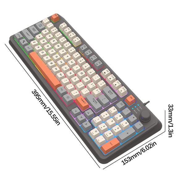 Gaming Keyboard 104 Keys Wired USB Colorful RGB Backlight Keyboard Cable Game Mixed Light Green Mechanical Keyboard, Keyboard