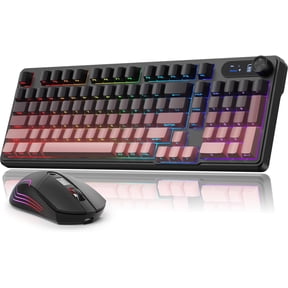 Gaming Keyboard and Combo, RGB Backlit, Tri-Mode /2.4G/USB-C Wired, 98 Quiet Keyboard with Number Pad, Volume Knob & Screen, 4800 DPI for PC//Laptop