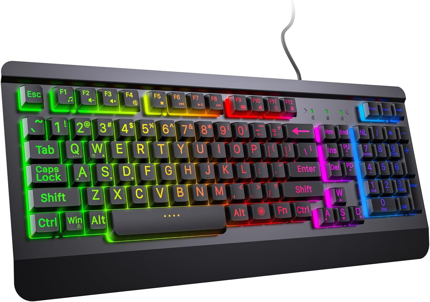 Gaming Keyboard with Large Print Keys,Light Up Keyboard with All-Metal ...