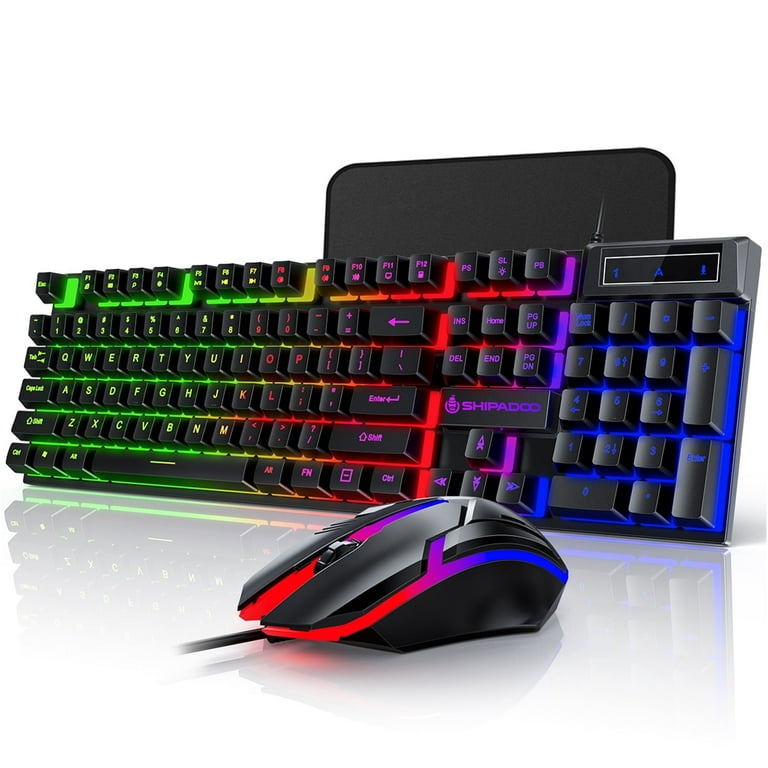 Backlit Gaming Keyboard and Mouse Combo, USB, Black