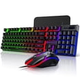 thumbnail image 1 of Gaming Keyboard and Mouse Combo, RGB LED Backlit Wired Computer Keyboard, Rainbow Light Up USB Keyboard with 26 Anti-ghosting Keys for PC Gamer, Laptop, Office, Black, 1 of 8