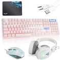 thumbnail image 1 of Gaming Keyboard and Mouse Combo with Headset, K59 RGB Backlit 3 Colors Keyboard, 6 Button 4DPI USB Wired Gaming Mouse, Lighted Gaming Headset with Microphone Set  For Gamer, 1 of 12