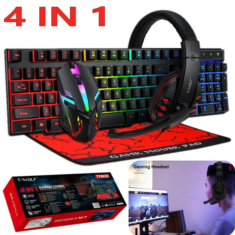 LED Changing Light Gaming Set: Keyboard, Mouse, Headset Pad for