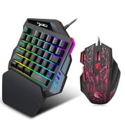 Gaming Keyboard and Mouse Combo,One Hand Mini 35 Keys Wired Game Keyboard, Wired 6 Buttons Adjustable Mice, Computer PC Mechanical Feel Keyboard and Mouse Sets for PC/Laptop