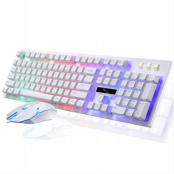 Gaming Keyboard and Mouse Combo, RGB Rainbow LED Backlit Keyboard, PC Gaming Keyboard Mechanical, 6 Changing Colors Mouse, USB Wired Keyboard Gaming for Windows Computer PC Gamer Laptop Office Work