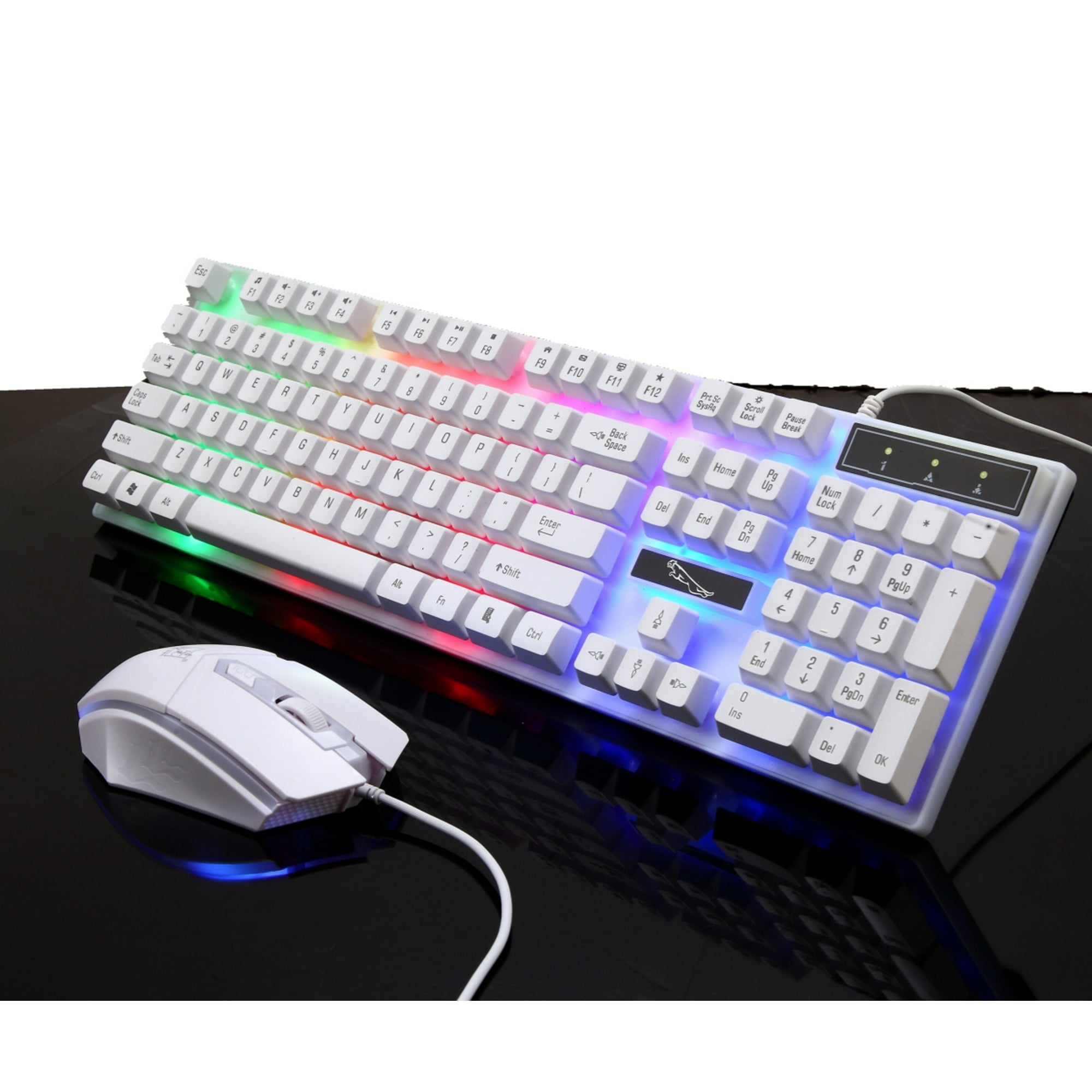 Gaming Keyboard and Mouse Combo, RGB Rainbow LED Backlit Keyboard, PC