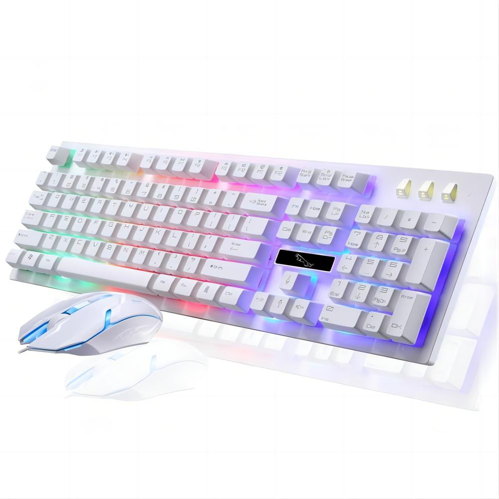 Gaming Keyboard and Mouse Combo, RGB Rainbow LED Backlit PC Gaming Mechanical Keyboard for Windows Computer, PC Gamer Laptop Office Work, 6 Changing Colors Mouse  (USB Wired)