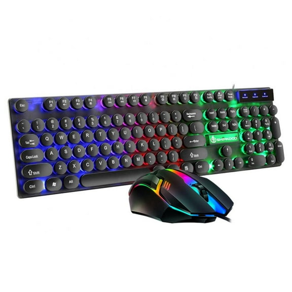 Gaming Keyboard and Mouse Combo RGB Teclado Mecanico 108 Keys Blue Switches Wired USB Keyboards with Waterproof USB2.0 cable, Programmable Gaming Mouse for PC Gamer Computer Desktop (Black)