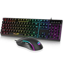 Gaming Keyboard and Mouse Combo, RaceGT Gaming Wired Large Compact Full Keyboard RGB Backlit,7 Button 6400DPI Wired Gaming Mouse,PC Accessories Compatible for Computer PC Laptop