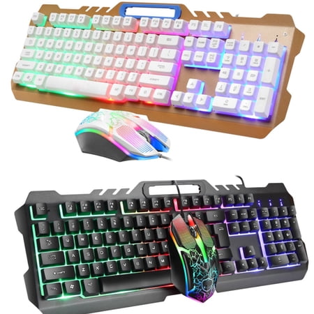 Oture LED Backlight Full-Size USB Gaming Keyboard with Mouse, White