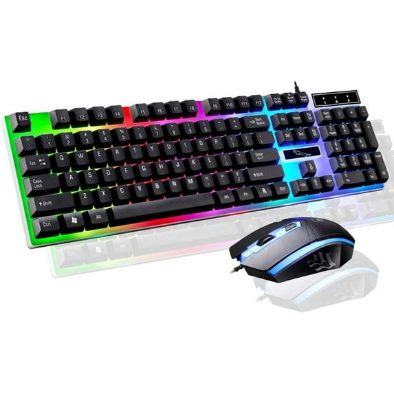 Gaming Keyboard and Mouse Set, LED Backlit Mechanical Feel Business Office Keyboard Colorful Breathing Backlit Gaming Mouse for Working or Primer Gaming,Office Device