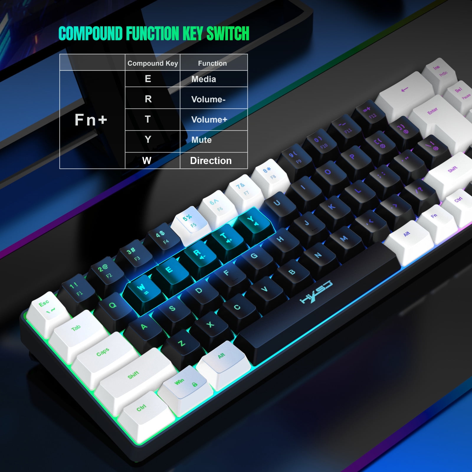 Gaming Keyboard RGB Backlit 68key Mechanical Gaming Keyboard Wired