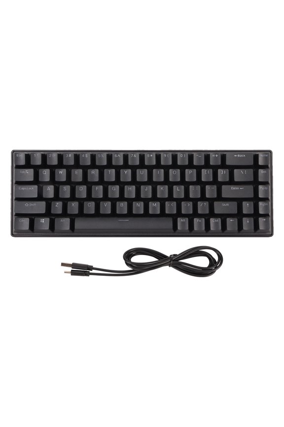 USB 68 Keys Blue Switch N Key Rollover 10 RGB Backlit Modes Wired Keyboard for Desktop Laptop Black
