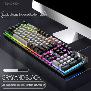 Gaming Keyboard USB Wired Floating Keyboard, Ergonomic Water Mechanical Feeling Keyboard, Ultra-Slim LED Backlit Keyboard for Desktop, Compute, Keyboard & Mouse