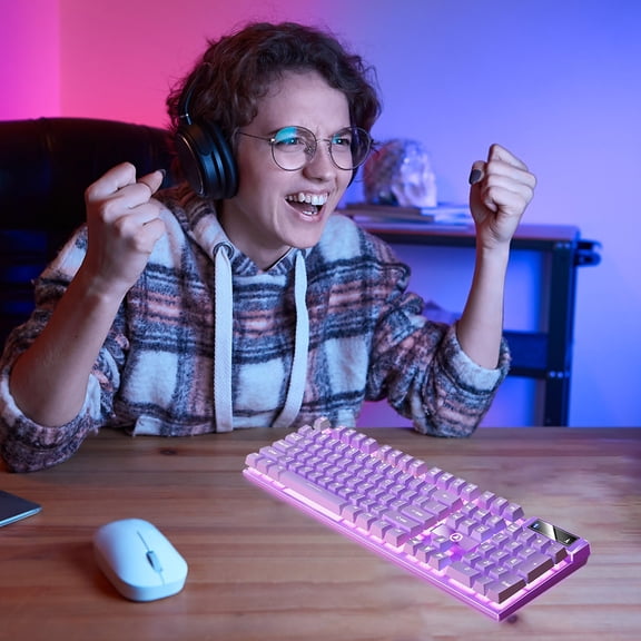 Gaming Keyboard USB Wired Floating Keyboard, Wuztai Ergonomic Water-Mechanical Feeling Keyboard Ultra-Slim LED Backlit, Full-Sized Desktop Computer Keyboard with RGB Backlighting Spill Resistance