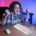 thumbnail image 1 of Gaming Keyboard, ZzCityTK Ergonomic Water-Mechanical Feeling USB Wired Keyboard, Ultra-Slim RGB Backlit Full-Sized Gaming Keyboard With Spill Resistance, White, 1 of 5