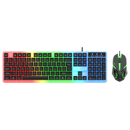 Gaming Keyboard and Combo LED Backlit 104 Keys Keyboard Mechanical Feel USB Corded Keyboards for PC Laptop