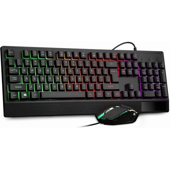 Gaming Keyboard and  Combo, Wired,104    Backlit Keyboard with Wrist Rest for PC/Laptop (Black)