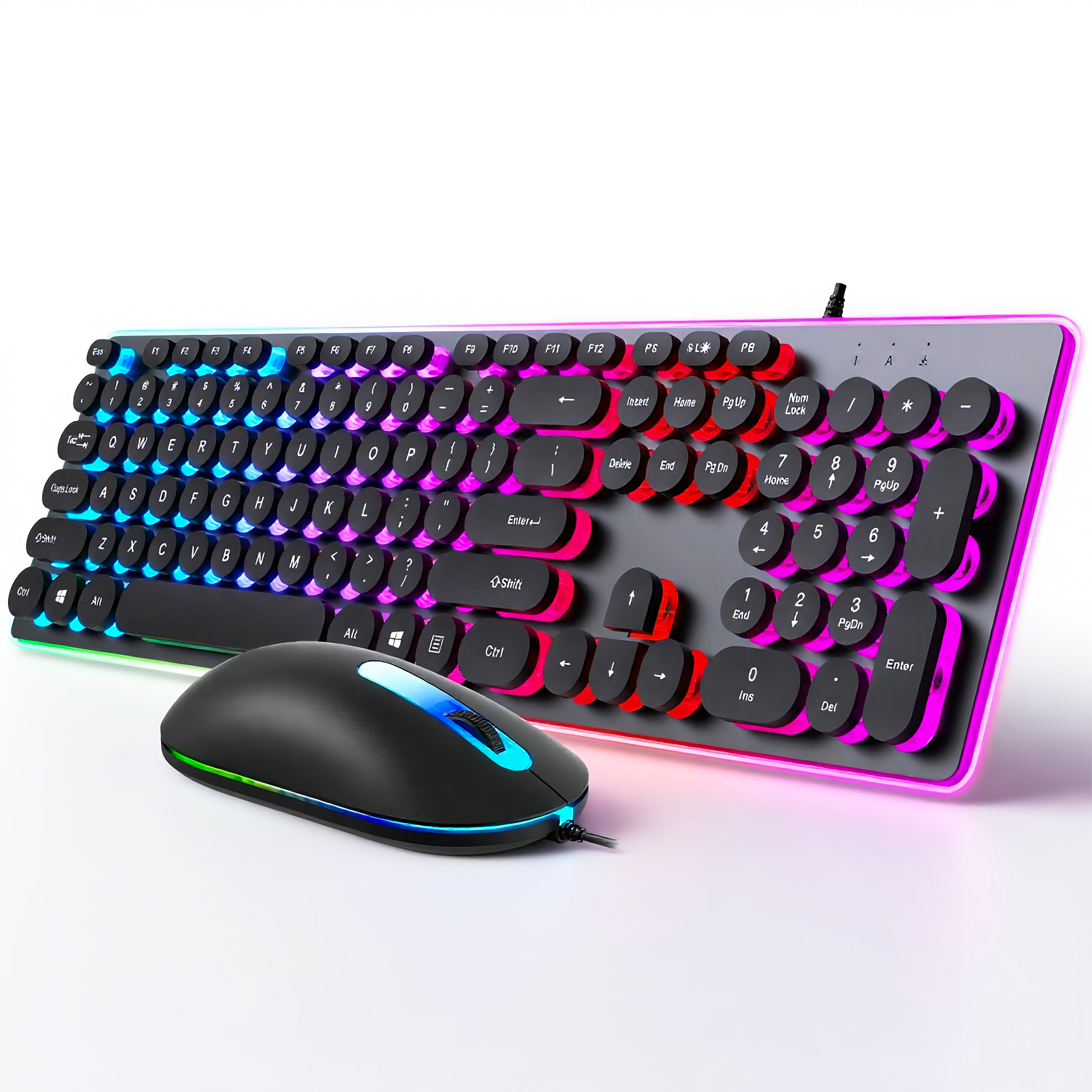 Gaming Keyboard and Mouse Combo,Floating Keycap and Colorful Glow,USB ...