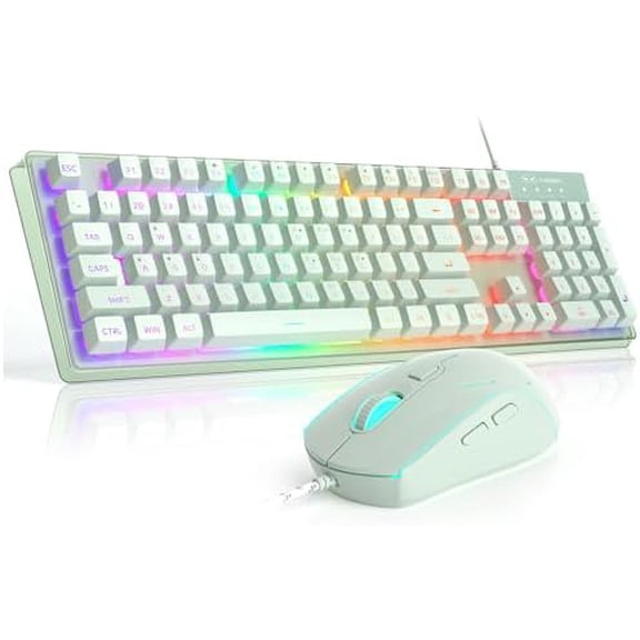 Gaming Keyboard and Mouse Combo, K1 RGB LED Backlit Keyboard with 104 Key Computer PC Gaming Keyboard for PC/Laptop (Green)