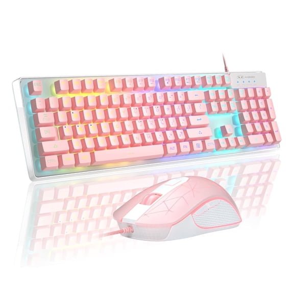 Gaming Keyboard and Mouse Combo, K1 RGB LED Backlit Keyboard with 104 Key for PC/Laptop