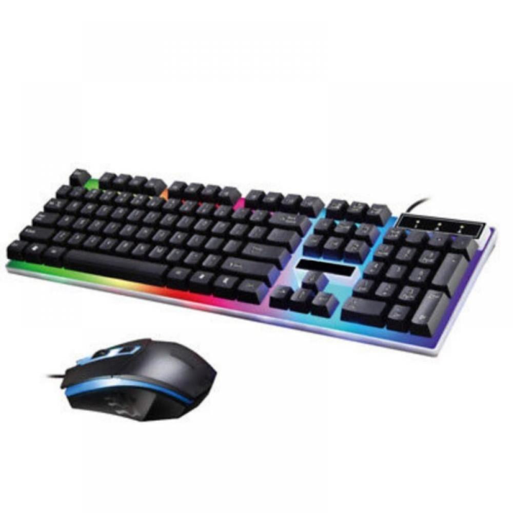 Rainbow Backlit Keyboard Laptop Gaming Keyboard and Mouse Combo, LED Rainbow Backlit Keyboard with 104