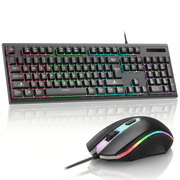 Wired Gaming Keyboard and Mouse, Rechargeable 104 Keys RGB Backlit Keyboard, Compact Gaming Keyboard & Lightweight 3200 