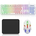 thumbnail image 1 of Wired Keyboard and Mouse Combo, Gaming Keyboard RGB Backlit, Ergonomic Keyboard w/Mouse & Mouse Pad, 104 Keys Mechanical Keyboard, Quiet Silent Keyboard for Working or Primer Gaming, Office, White, 1 of 7