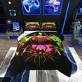 thumbnail image 1 of Gaming Queen Comforter Set - Gamer Comforter Queen Size Bedding Set, Gothic Giant Spider Green Yellow Purple Gamer Room Decor, 1 of 4