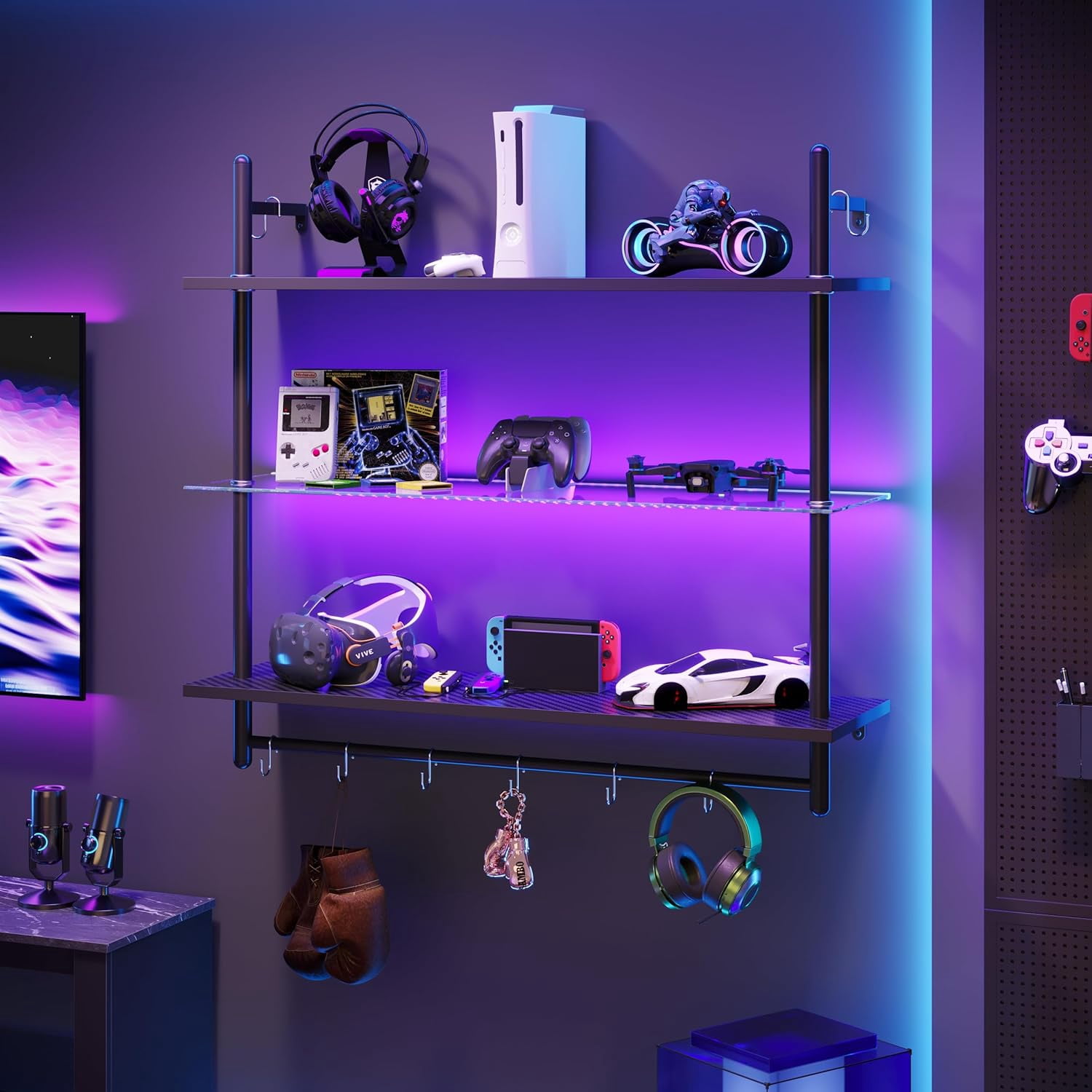 Callac Shelf Gaming LED Floating Shelves for Wall, 41