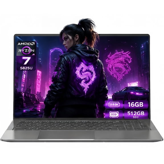 Gaming Laptop 15.6 FHD , AMD Ryzen 7 5825U, 16GB RAM, 512GB SSD, Windows 11PRO, Graphite, Backlit KB, Gray