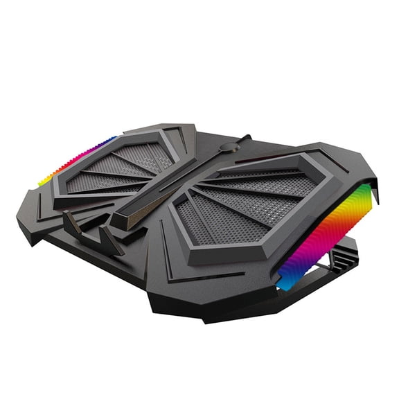 Gaming Laptop Cooler Fan 4 Heights Adjustable Notebook Cooling Base USB Powered Dual Turbo RGB Fan Heatsink for 11-16in